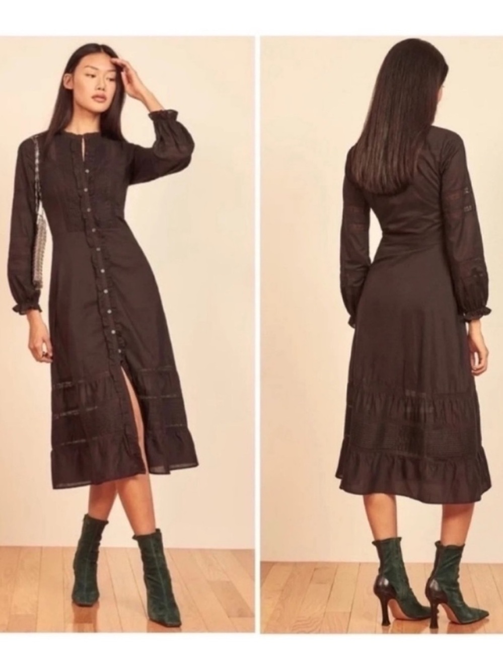 Reformation Ensley Long Sleeve Midi Dress NWT